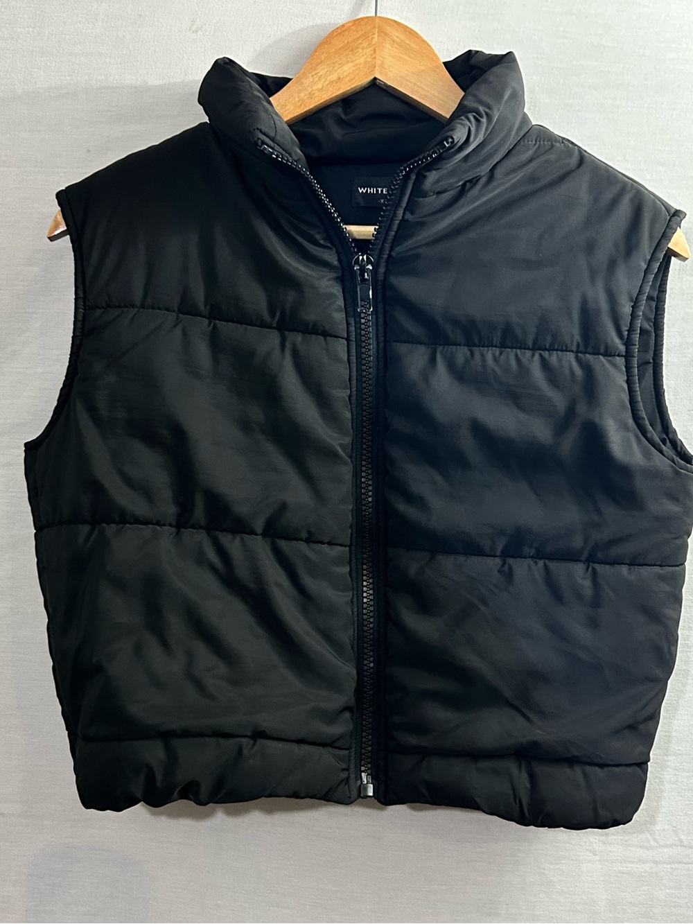 White Fox Black Cropped Puffer Vest